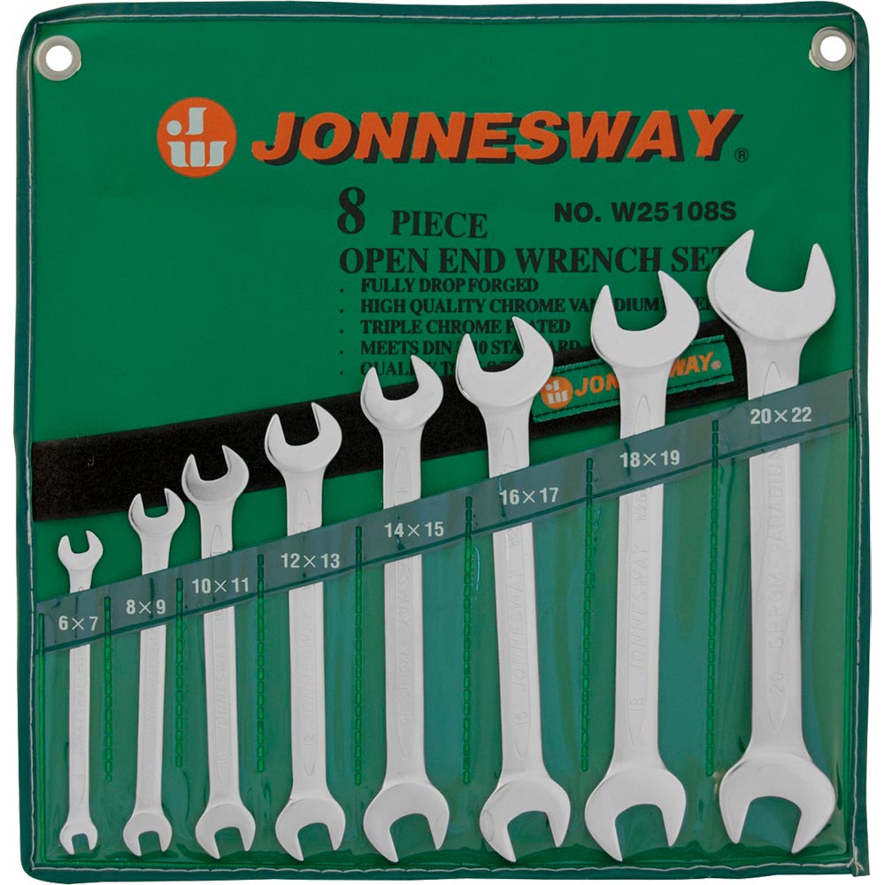 Набор рожковых ключей Jonnesway 8шт в чехле W25108S — Фото 2
