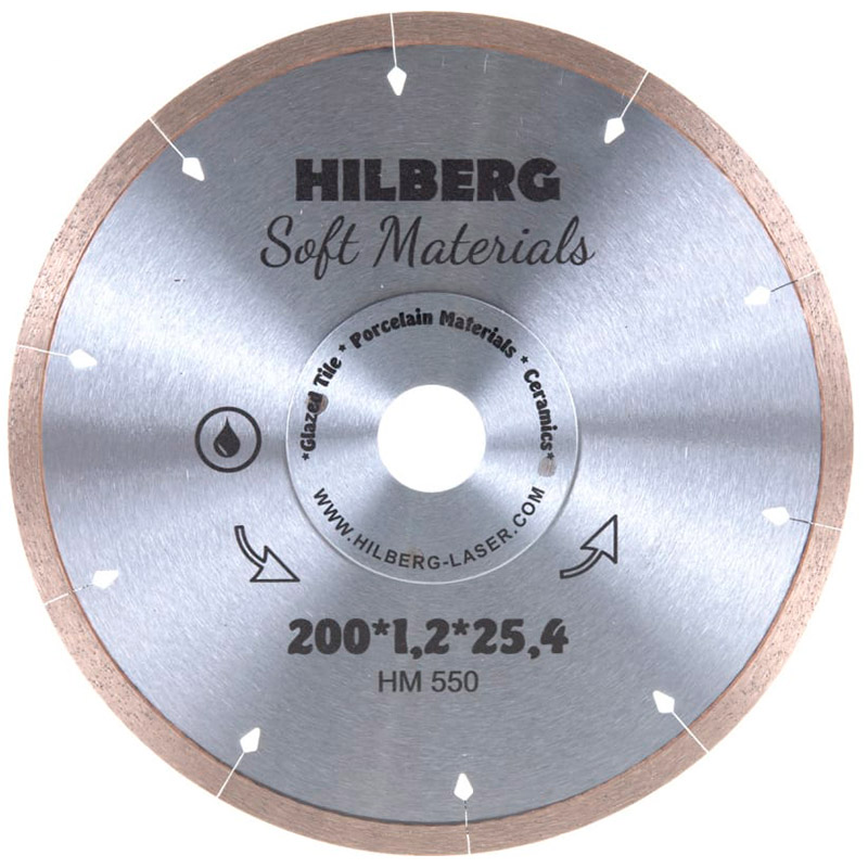 Диск алмазный по керамике Hilberg Hyper Thin 200x25.4мм (HM550) — Фото 2